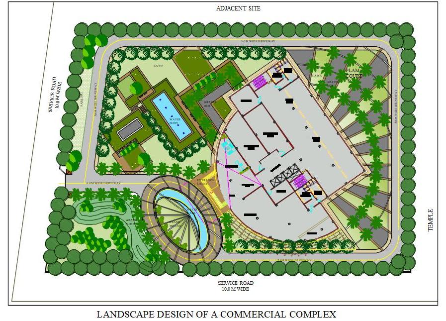 Commercial Landscape Design with DWG Water Features